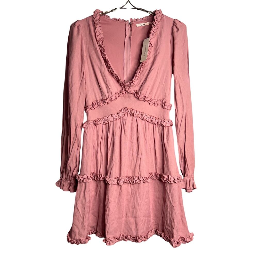 Francescas Mi Ami Mini Dress Talia Dusty Pink Ruffle Trim Size Extra Small NEW - Picture 4 of 12